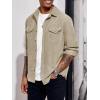 imageRuncati Mens Long Sleeve Suede Shirts Button Down Shacket Casual Work Western Regular Fit Shirt JacketKhaki