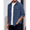 imageRuncati Mens Long Sleeve Suede Shirts Button Down Shacket Casual Work Western Regular Fit Shirt JacketNavy Blue