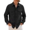imageRuncati Mens Long Sleeve Suede Shirts Button Down Shacket Casual Work Western Regular Fit Shirt JacketBlack