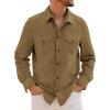 imageRuncati Mens Long Sleeve Suede Shirts Button Down Shacket Casual Work Western Regular Fit Shirt JacketBrown