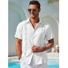 imageRuncati Mens Short Sleeve Guayabera Shirts Button Down Cuban Casual Mexican Shirts Summer Beach Wedding Linen TopsWhite