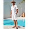 imageRuncati Mens Short Sleeve Guayabera Shirts Button Down Cuban Casual Mexican Shirts Summer Beach Wedding Linen TopsWhite