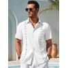 imageRuncati Mens Short Sleeve Guayabera Shirts Button Down Cuban Casual Mexican Shirts Summer Beach Wedding Linen TopsWhite