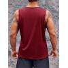 imageRuncati Mens Sleeveless Workout Tank Tops Athletic Muscle Gym T Shirts with PocketsWine Red