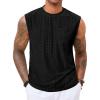 imageRuncati Mens Sleeveless Tank Tops Casual Hollow Out Knit T Shirts Beach Summer Hippie Tops with PocketBlack