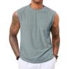 imageRuncati Mens Sleeveless Tank Tops Casual Hollow Out Knit T Shirts Beach Summer Hippie Tops with PocketGrey