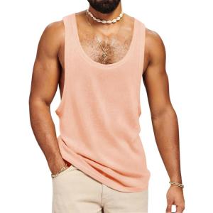 imageRuncati Mens Workout Tank Tops Sleeveless Shirt Muscle Gym Bodybuilding Fitness Training Loose Fit T ShirtsPink
