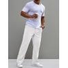 imageRuncati Mens Corduroy Pants Elastic Waist Straight Leg Casual Pleated Pants with PocketsWhite