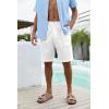 imageRuncati Mens Cotton Linen Flat Front Shorts Button Up Closure Elastic Waist Regular Fit Summer Beach ShortsWhite