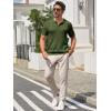 imageRuncati Mens Knit Polo Shirts Short Sleeve Slim Fit Casual Golf Shirts Hollow Out Cotton Summer Textured TopsArmy Green