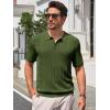 imageRuncati Mens Knit Polo Shirts Short Sleeve Slim Fit Casual Golf Shirts Hollow Out Cotton Summer Textured TopsArmy Green