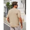 imageRuncati Mens Knit Polo Shirts Short Sleeve Slim Fit Casual Golf Shirts Hollow Out Cotton Summer Textured TopsBeige