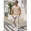 imageRuncati Mens Knit Polo Shirts Short Sleeve Slim Fit Casual Golf Shirts Hollow Out Cotton Summer Textured TopsBeige