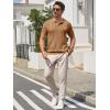 imageRuncati Mens Knit Polo Shirts Short Sleeve Slim Fit Casual Golf Shirts Hollow Out Cotton Summer Textured TopsBrown