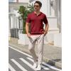 imageRuncati Mens Knit Polo Shirts Short Sleeve Slim Fit Casual Golf Shirts Hollow Out Cotton Summer Textured TopsBurgundy