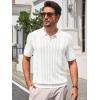 imageRuncati Mens Knit Polo Shirts Short Sleeve Slim Fit Casual Golf Shirts Hollow Out Cotton Summer Textured TopsWhite