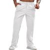 imageRuncati Mens Corduroy Pants Elastic Waist Straight Leg Casual Pleated Pants with PocketsWhite