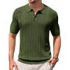 imageRuncati Mens Knit Polo Shirts Short Sleeve Slim Fit Casual Golf Shirts Hollow Out Cotton Summer Textured TopsArmy Green