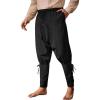imageRuncati Mens Medieval Ankle Banded Pants Renaissance Viking Pirate Navigator Costume Pants Lace Up Cotton Halloween TrousersBlack