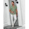 imageRuncati Mens Casual Striped Shirts Button Down Short Sleeve Summer Hawaiian Shirt Hippie Beach Vacation TopsArmy Green
