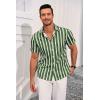 imageRuncati Mens Casual Striped Shirts Button Down Short Sleeve Summer Hawaiian Shirt Hippie Beach Vacation TopsArmy Green
