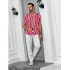 imageRuncati Mens Casual Striped Shirts Button Down Short Sleeve Summer Hawaiian Shirt Hippie Beach Vacation TopsBurgundy