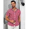 imageRuncati Mens Casual Striped Shirts Button Down Short Sleeve Summer Hawaiian Shirt Hippie Beach Vacation TopsBurgundy