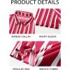 imageRuncati Mens Casual Striped Shirts Button Down Short Sleeve Summer Hawaiian Shirt Hippie Beach Vacation TopsBurgundy