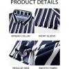 imageRuncati Mens Casual Striped Shirts Button Down Short Sleeve Summer Hawaiian Shirt Hippie Beach Vacation TopsNavy