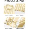 imageRuncati Mens Casual Striped Shirts Button Down Short Sleeve Summer Hawaiian Shirt Hippie Beach Vacation TopsYellow