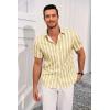 imageRuncati Mens Casual Striped Shirts Button Down Short Sleeve Summer Hawaiian Shirt Hippie Beach Vacation TopsYellow