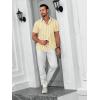 imageRuncati Mens Casual Striped Shirts Button Down Short Sleeve Summer Hawaiian Shirt Hippie Beach Vacation TopsYellow