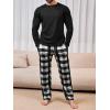 imageRuncati Mens 2 Piece Pajama Set Plaid Sleepwear PJ Relaxed Fit Stretch Lounge Nightwear SetsBlack