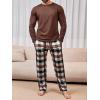 imageRuncati Mens 2 Piece Pajama Set Plaid Sleepwear PJ Relaxed Fit Stretch Lounge Nightwear SetsCoffee
