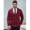 imageRuncati Mens Cardigan Sweater Cable Knit Button Down Shawl Collar Casual Long Sleeve Fall Winter SweatersRed