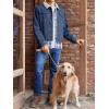 imageRuncati Mens Sherpa Fleece Lined Denim Jacket Casual Winter Warm Button Down Trucker Jacket Coat with PocketNavy