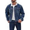 imageRuncati Mens Sherpa Fleece Lined Denim Jacket Casual Winter Warm Button Down Trucker Jacket Coat with PocketNavy