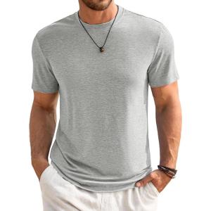 imageRuncati Mens Short Sleeve TShirts Classic Crew Neck Casual Shirt Summer Basic Lightweight Fashion Moisture Wicking TeesLight Gray
