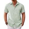 imageRuncati Mens Button Down Shirt Short Sleeve Casual Summer Beach Wedding TopsOlive Green