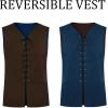 imageRuncati Mens Medieval Renaissance Vest Pirate Gothic Halloween Costume Suede Lace Up Reversible WaistcoatBrown
