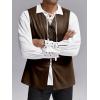 imageRuncati Mens Medieval Renaissance Vest Pirate Gothic Halloween Costume Suede Lace Up Reversible WaistcoatBrown