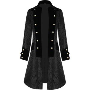 imageMens Steampunk Medieval Jacket Pirate Viking Renaissance Costume Formal Tailcoat Gothic Victorian Halloween Tuxedo CoatsYblack