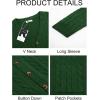 imageRuncati Mens Cable Knit Cardigan Sweater V Neck Casual Button Down Sweaters Long Sleeve Fall Outwear with PocketsArmy Green