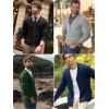 imageRuncati Mens Cable Knit Cardigan Sweater V Neck Casual Button Down Sweaters Long Sleeve Fall Outwear with PocketsArmy Green