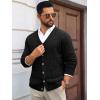 imageRuncati Mens Cable Knit Cardigan Sweater V Neck Casual Button Down Sweaters Long Sleeve Fall Outwear with PocketsBlack