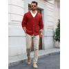 imageRuncati Mens Cable Knit Cardigan Sweater V Neck Casual Button Down Sweaters Long Sleeve Fall Outwear with PocketsBurgundy