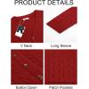 imageRuncati Mens Cable Knit Cardigan Sweater V Neck Casual Button Down Sweaters Long Sleeve Fall Outwear with PocketsBurgundy