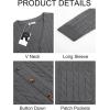 imageRuncati Mens Cable Knit Cardigan Sweater V Neck Casual Button Down Sweaters Long Sleeve Fall Outwear with PocketsDark Grey