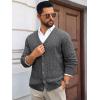imageRuncati Mens Cable Knit Cardigan Sweater V Neck Casual Button Down Sweaters Long Sleeve Fall Outwear with PocketsDark Grey