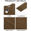 imageRuncati Mens Cable Knit Cardigan Sweater V Neck Casual Button Down Sweaters Long Sleeve Fall Outwear with PocketsDeep Brown